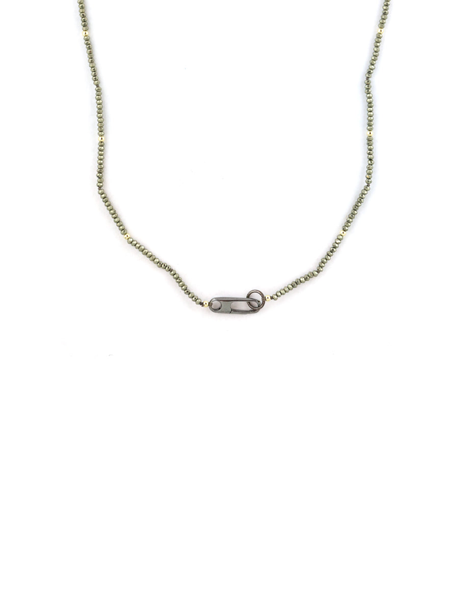Mini Gemma Lock Necklace: Tiny Pyrite