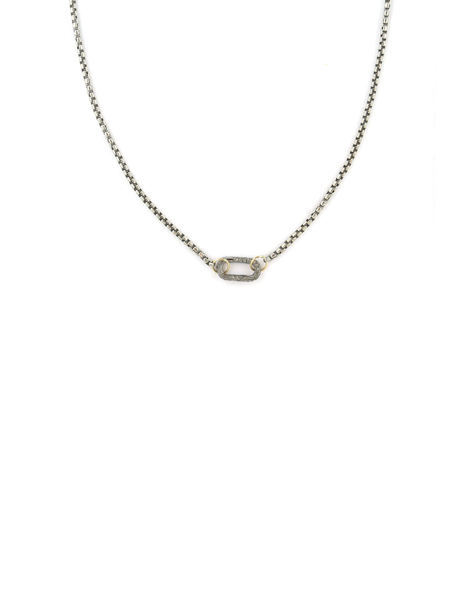 The Luxe Lexi Lock Necklace: Silver Round Box Chain