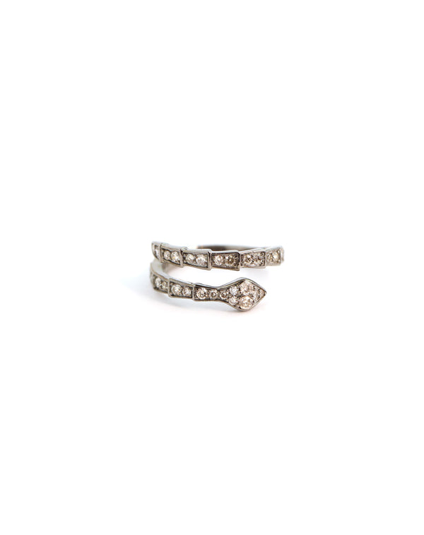 Silver Segmented Diamond Snake Wrap Ring