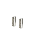 Silver Diamond Rectangle Huggies