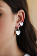 Silver Mother of Pearl Heart Charm Huggies