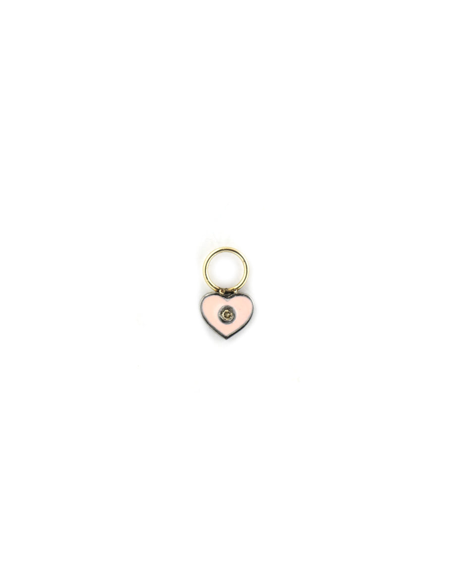 Mini Silver Pink Enamel Heart Ear Charm