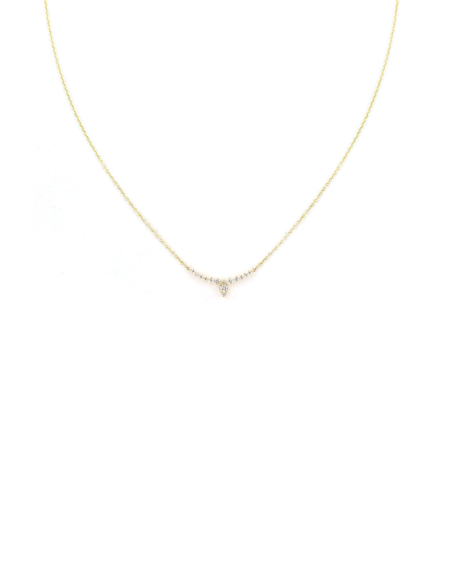 14K Gold Marquise Diamond Bar Necklace