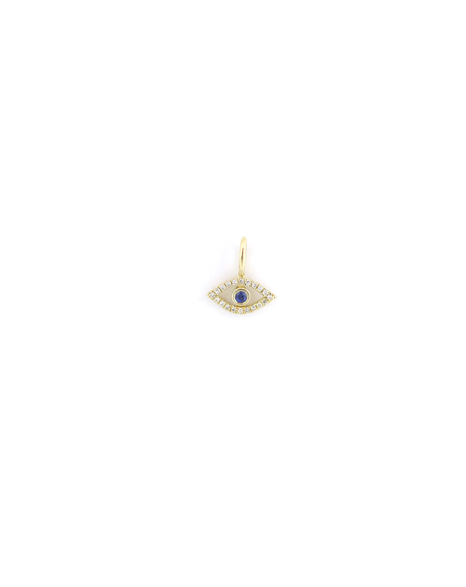 14K Gold Tiny Open Diamond Evil Eye Charm